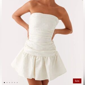 Peppermayo Strapless Cream Dress